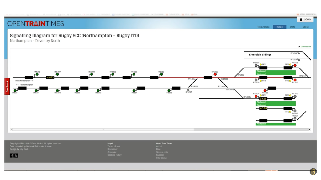 Open Train Times' Dynamic Live Track Diagrams